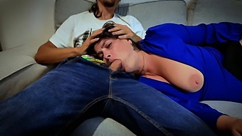 Clothed Stepmom Takes A Rough Deepthroat From Stepson!