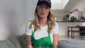 Barista Has A Steamy Affair With A Rough Lover While Her Boyfriend Is At Work.